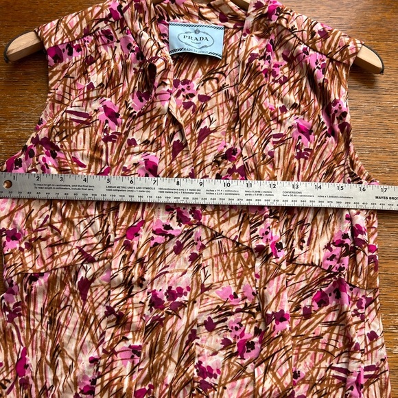 Prada Floral Pink Silk Midi Sleeveless Dress Worn Once Excellent Condition 42 - Picture 6 of 10